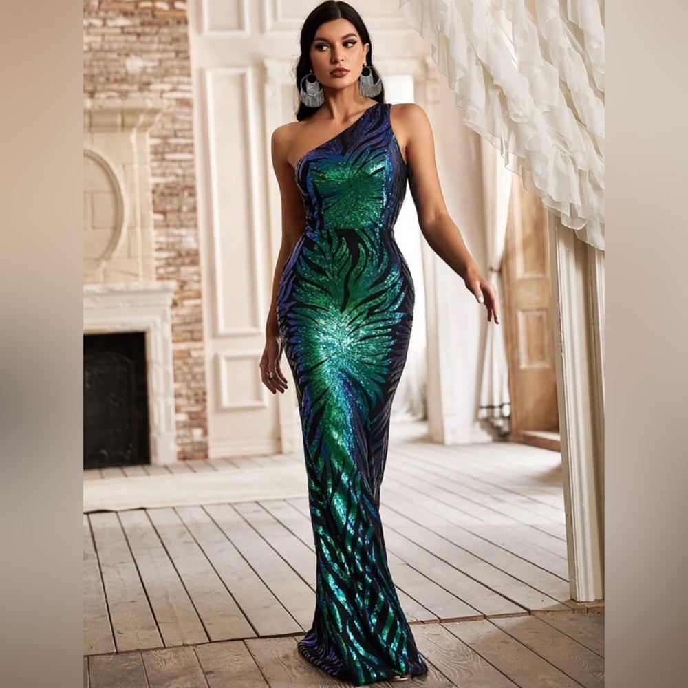 Peacock Sequin Gown